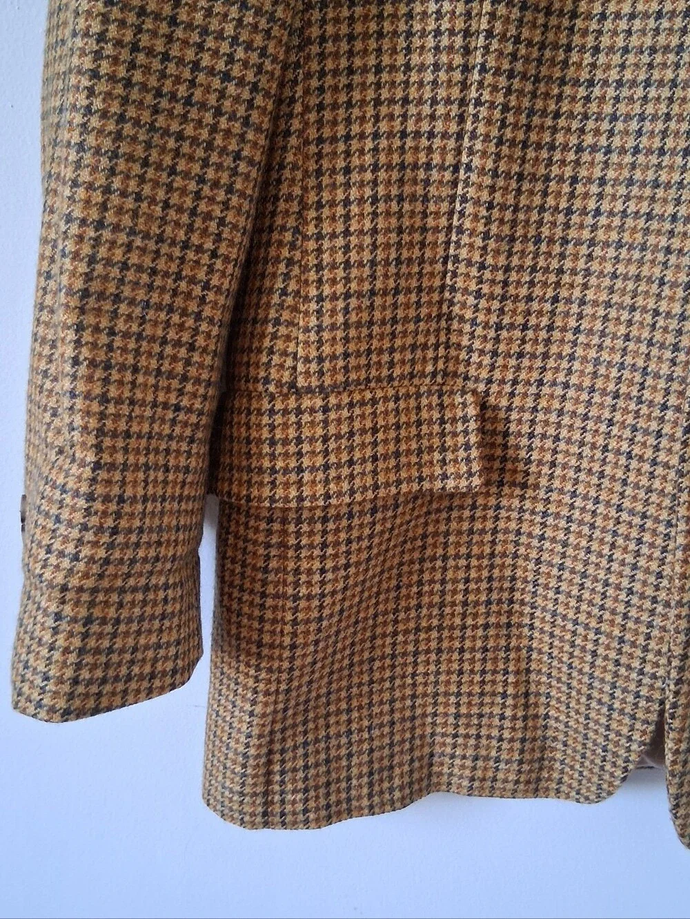 Tommy Hilfiger Men's Brown Blue Houndstooth Sport Coat Blazer 41R Vintage Wool